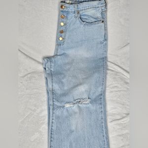 Women's Vintage Style Button Up Straight Leg Denim Jeans